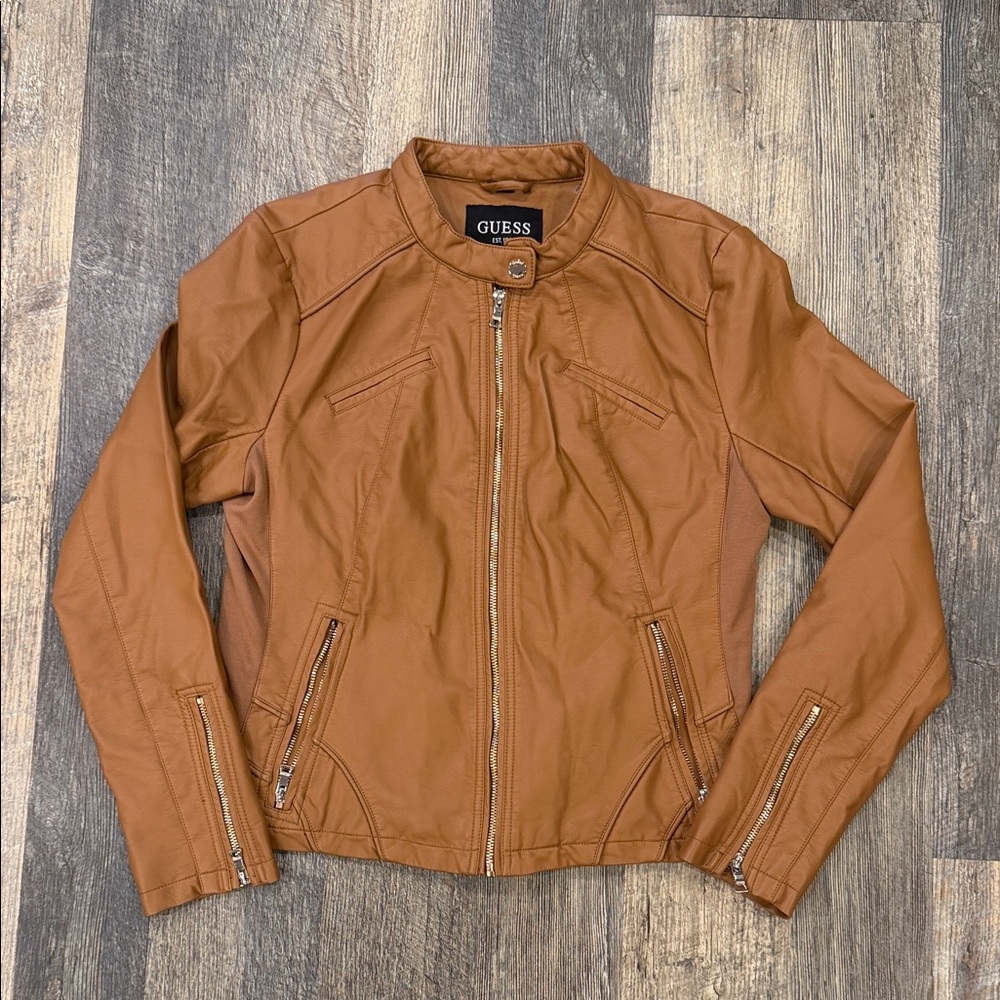 Guess Camel Leather Jacket